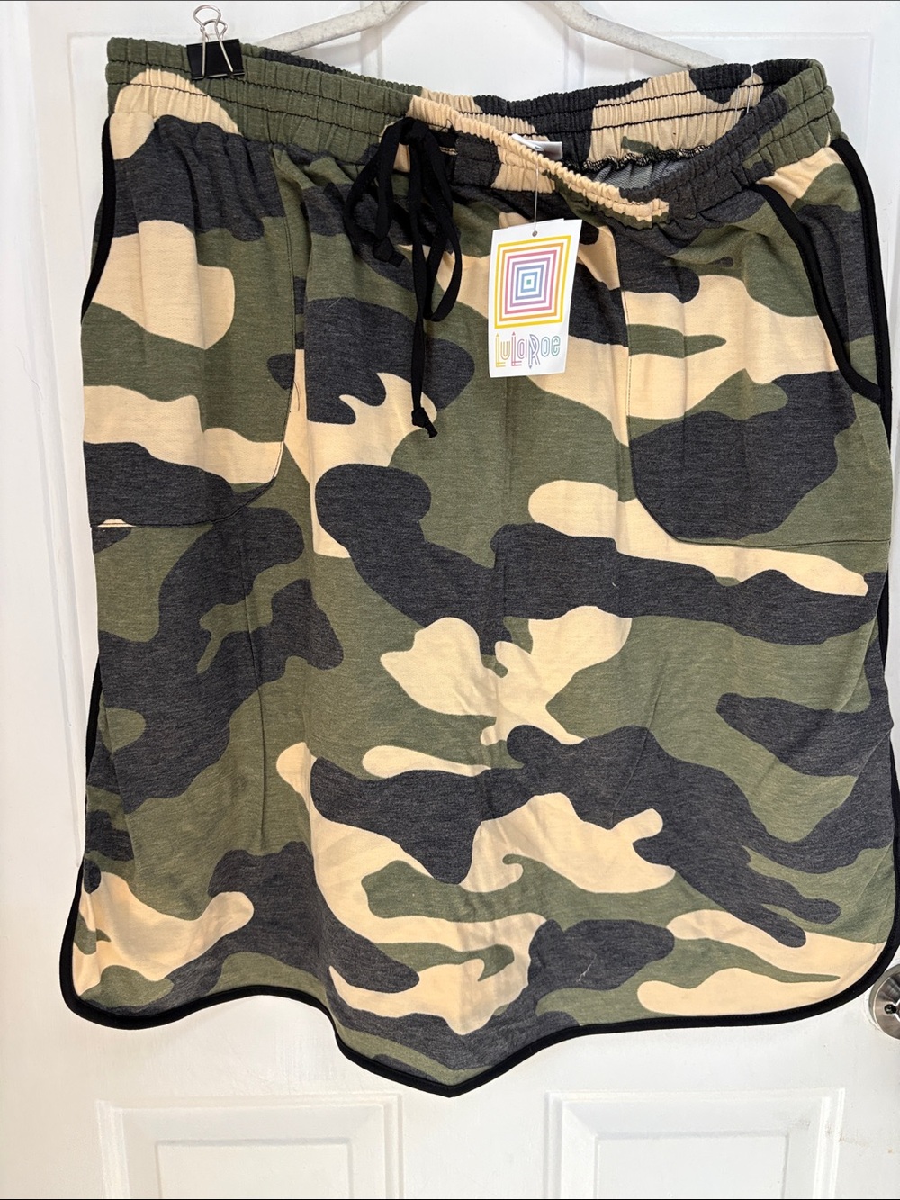 LuLaRoe Camo Circle Skirt in Green, Black, Cream